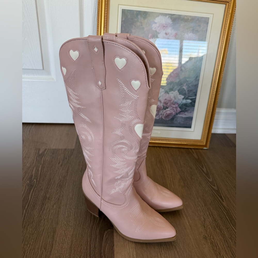 Pink Women's Cowboy Boots wide calf tall